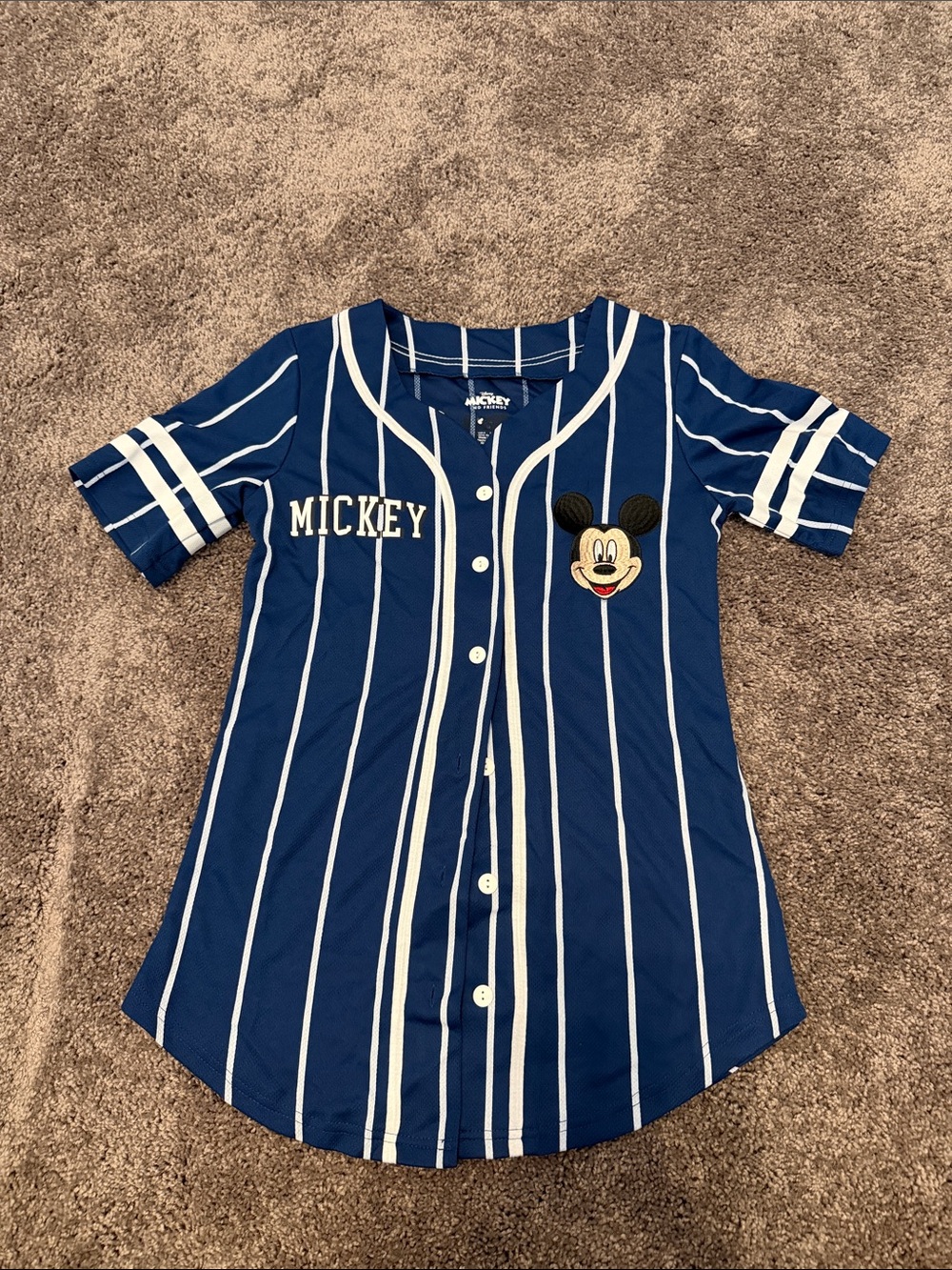 Navy Striped Baseball-Style Mickey & Friends Jersey